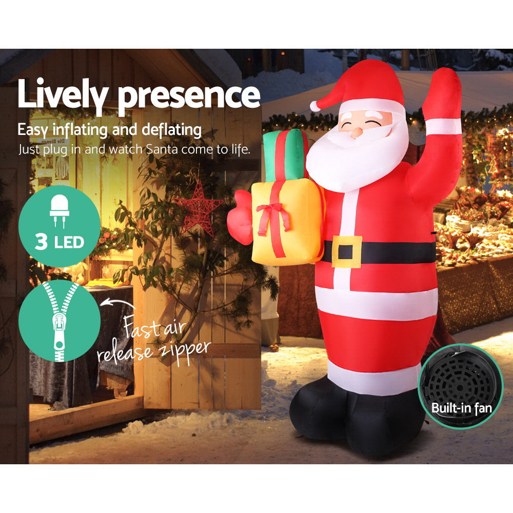 Jingle Jollys Christmas Inflatable Santa 2.4M Decoration Light