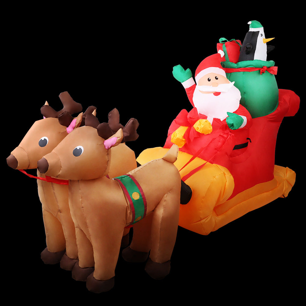 Jingle Jollys Christmas Inflatable Santa Sleigh 2.2M LED