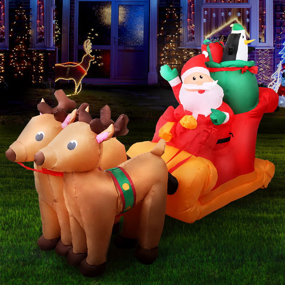 Jingle Jollys Christmas Inflatable Santa Sleigh 2.2M LED