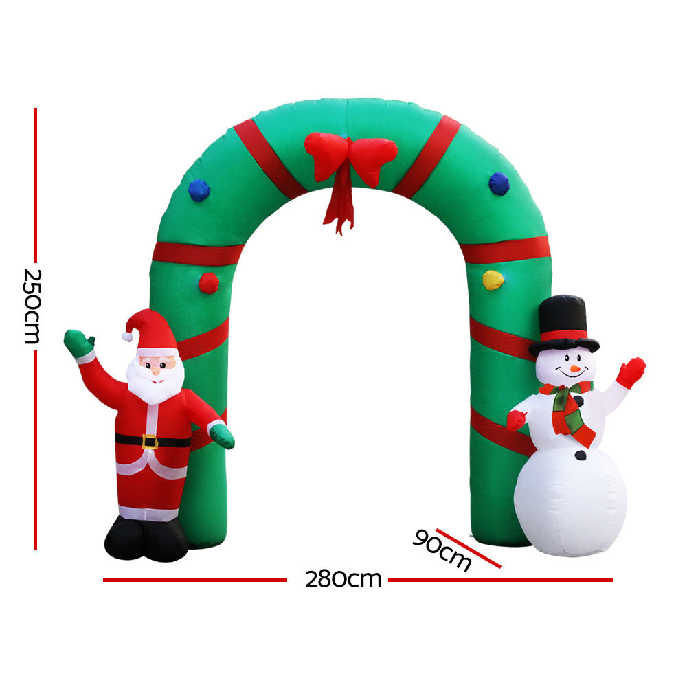 Jingle Jollys Christmas Inflatable 2.8M Santa Snowman