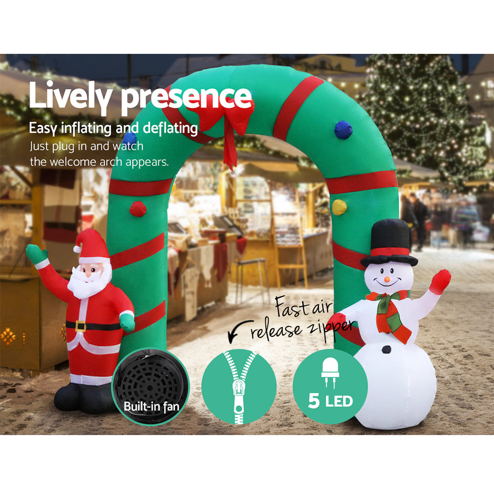 Jingle Jollys Christmas Inflatable 2.8M Santa Snowman