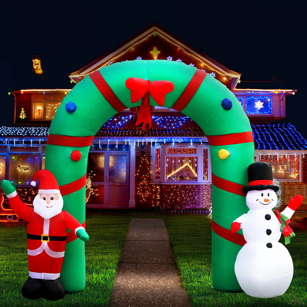 Jingle Jollys Christmas Inflatable 2.8M Santa Snowman