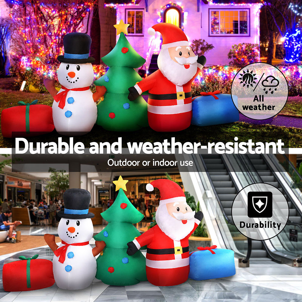 Jingle Jollys Christmas Inflatable Tree Snowman Lights 2.7M