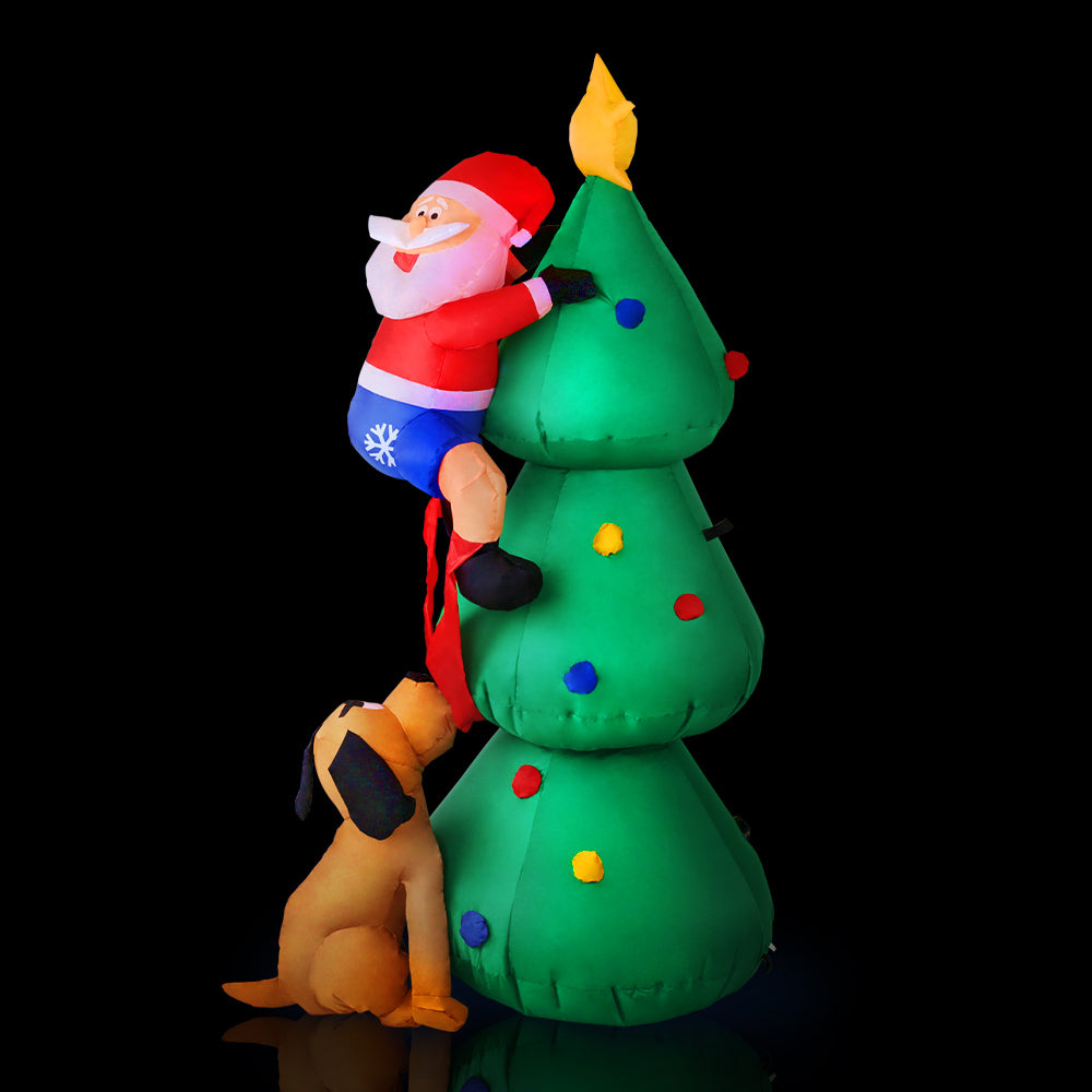 Jingle Jollys Christmas Inflatable Santa Tree 1.8M Lights