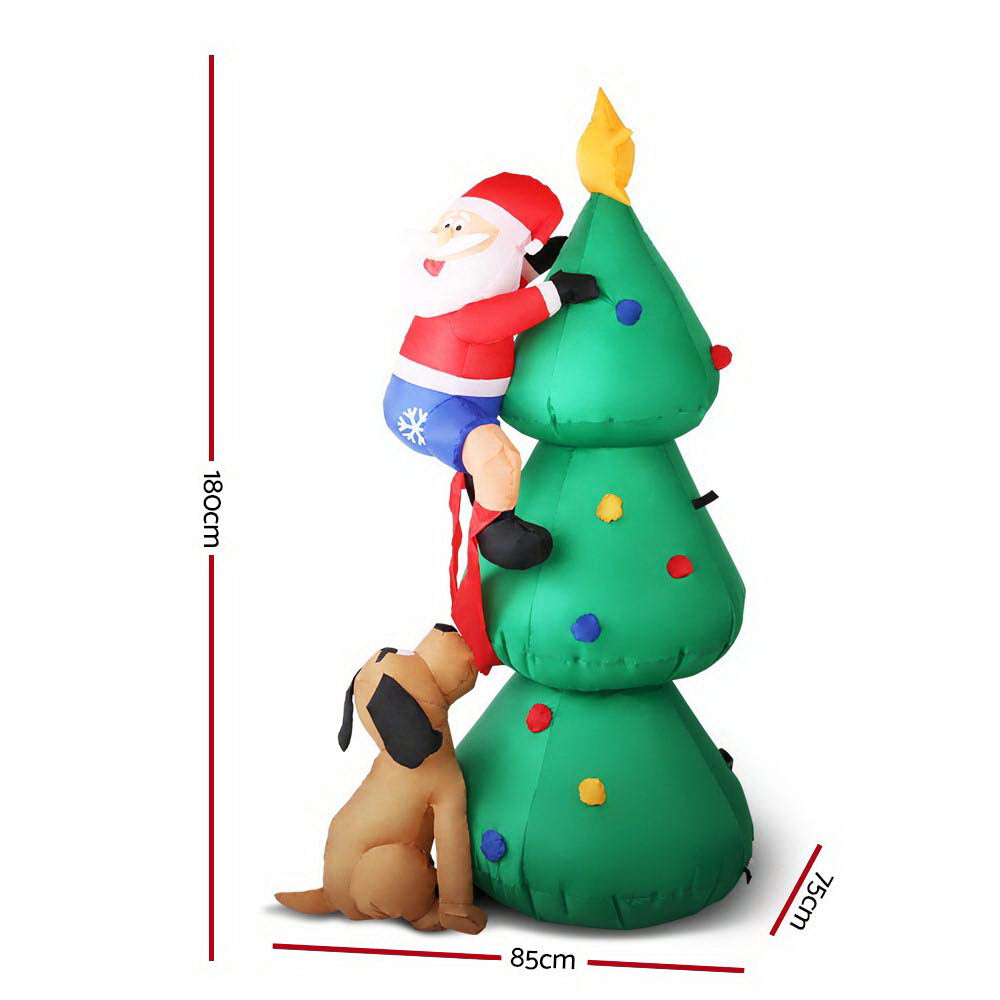 Jingle Jollys Christmas Inflatable Santa Tree 1.8M Lights