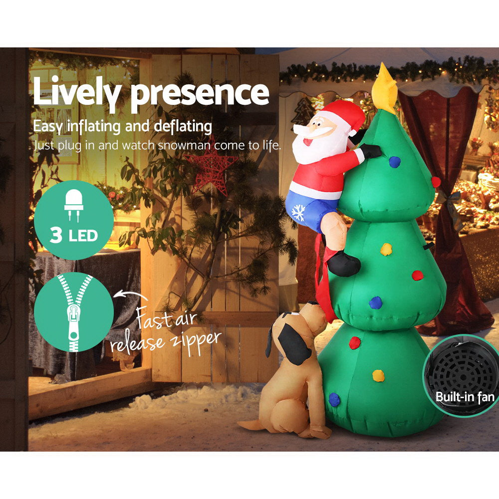 Jingle Jollys Christmas Inflatable Santa Tree 1.8M Lights