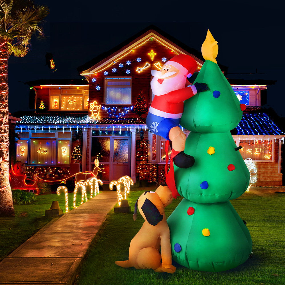 Jingle Jollys Christmas Inflatable Santa Tree 1.8M Lights