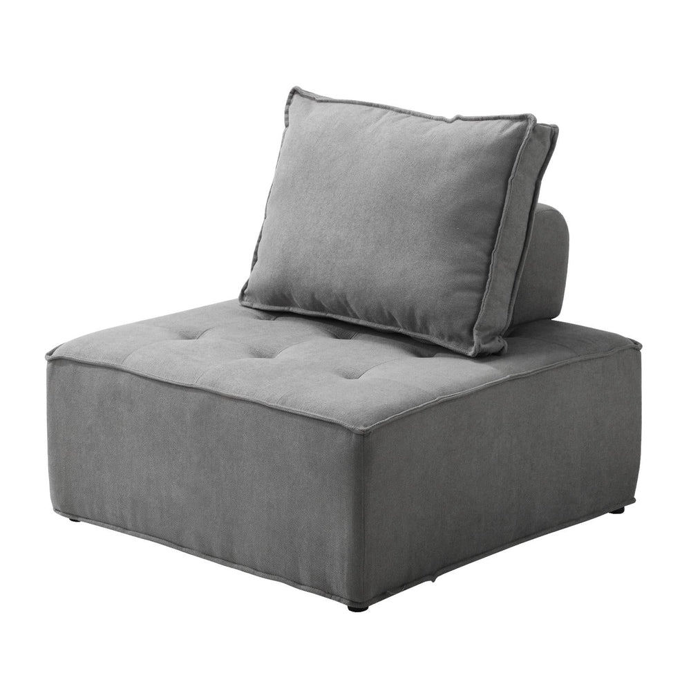 Oikiture 1PC Modular Sofa Lounge Chair Armless Adjustable Back Linen Grey