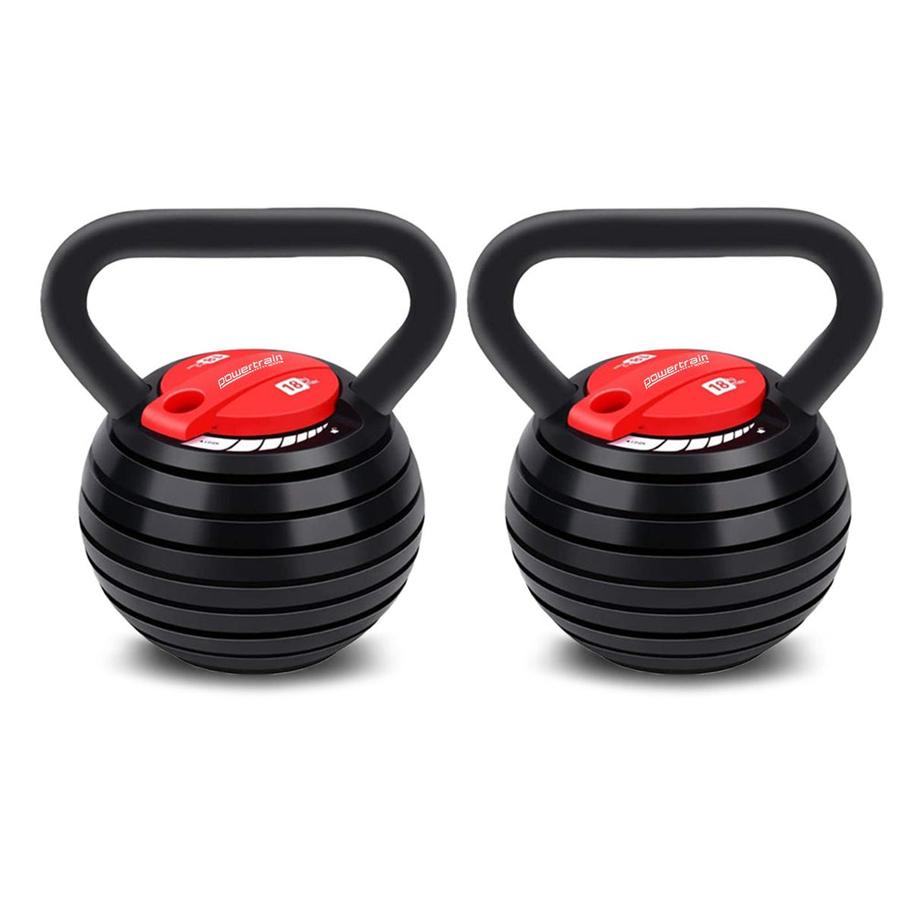 2x 18kg/40lb Powertrain Adjustable Kettlebells