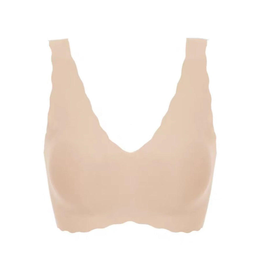 Ubras Comfortable Deep V Wireless irremovable Padding Push Up Bra in Nude One Size X1pack