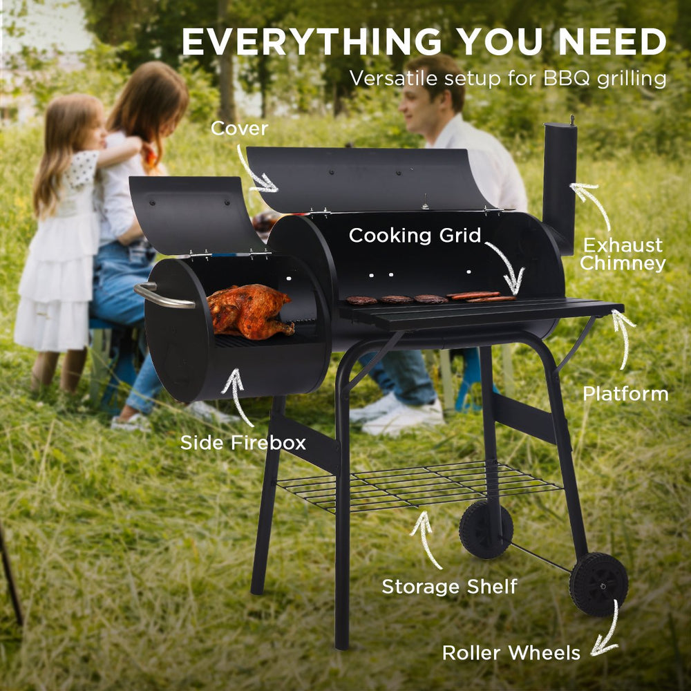 Wallaroo 2-in-1 Outdoor Barbecue Grill &amp; Offset Smoker