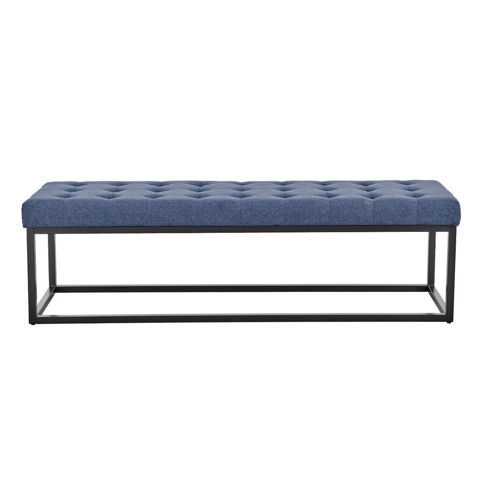 Sarantino Cameron Button-Tufted Bench - Blue