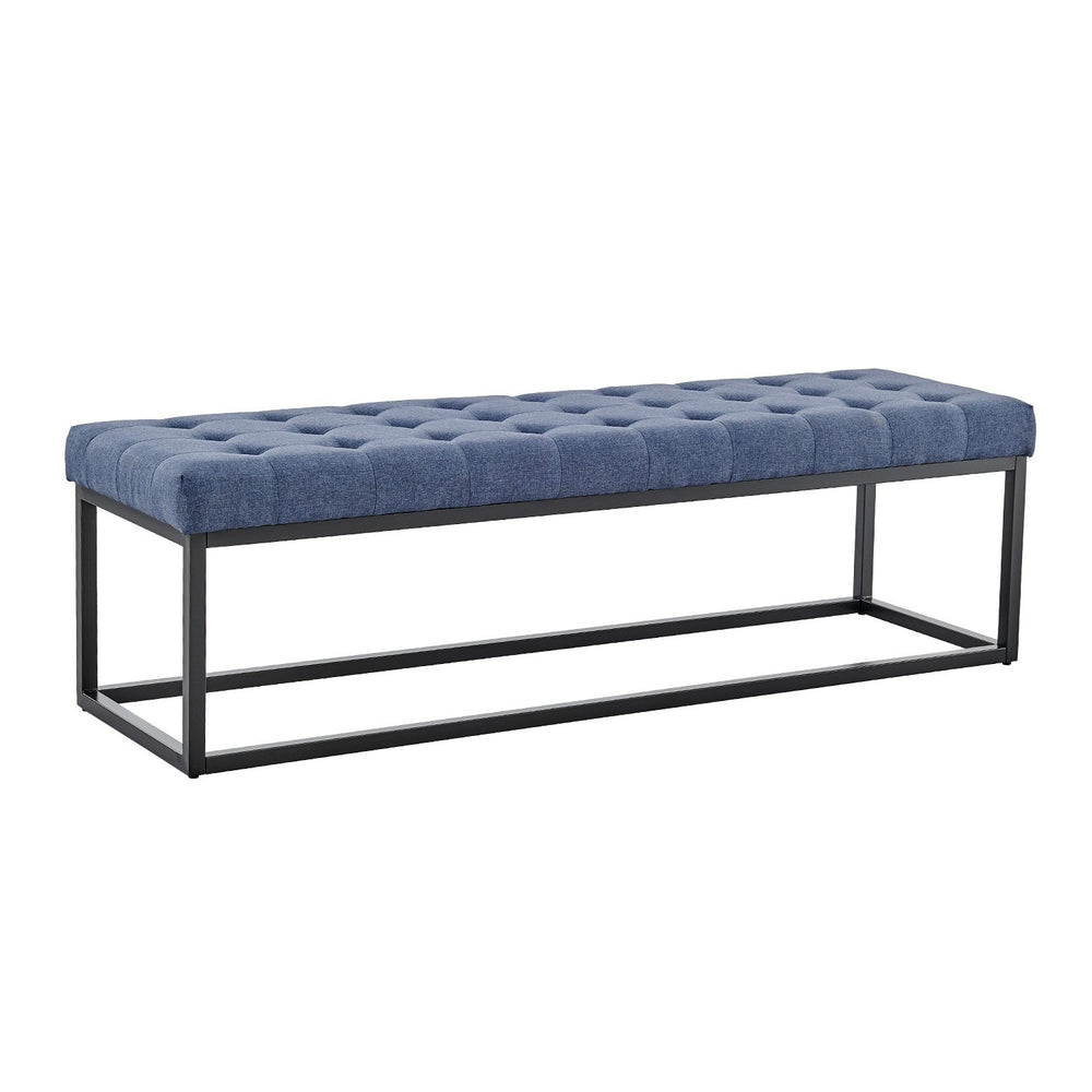 Sarantino Cameron Button-Tufted Bench - Blue