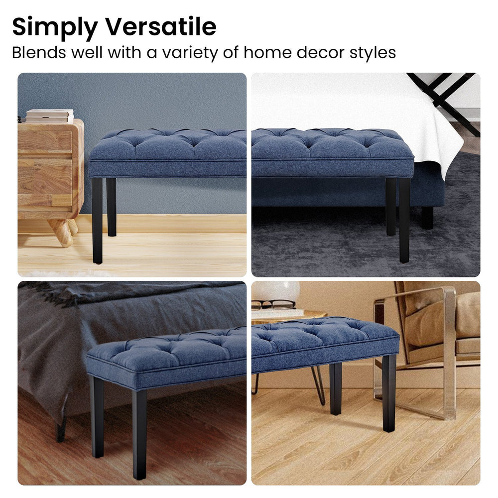 Sarantino Cate Button-Tufted Bench - Blue