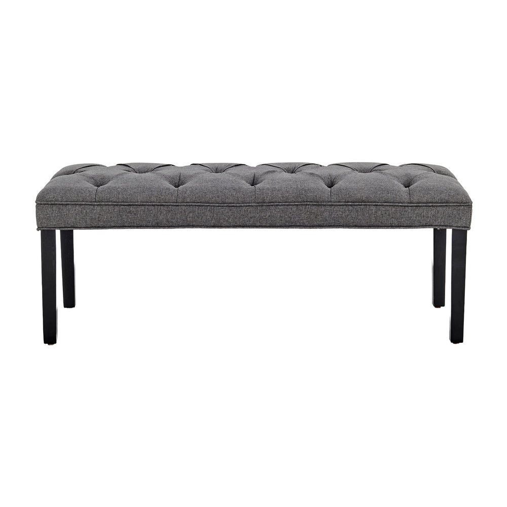 Sarantino Cate Button-Tufted Bench - Dark Grey