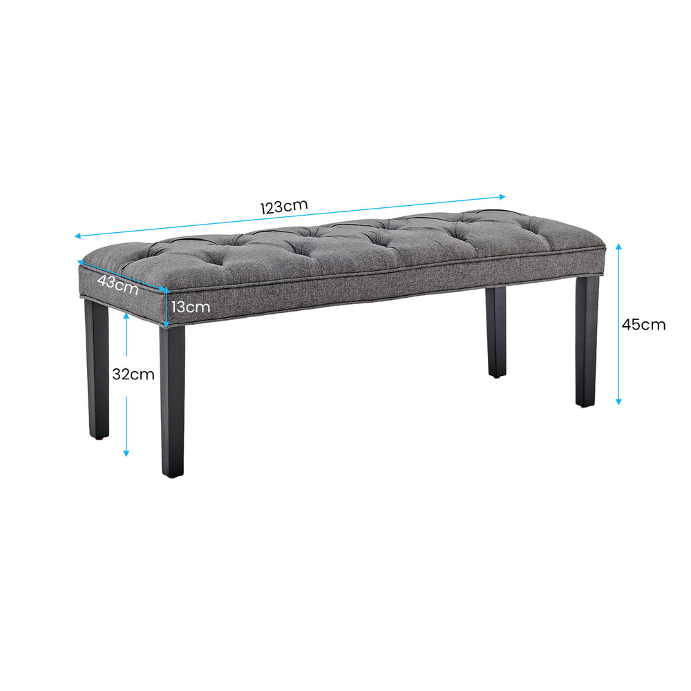 Sarantino Cate Button-Tufted Bench - Dark Grey