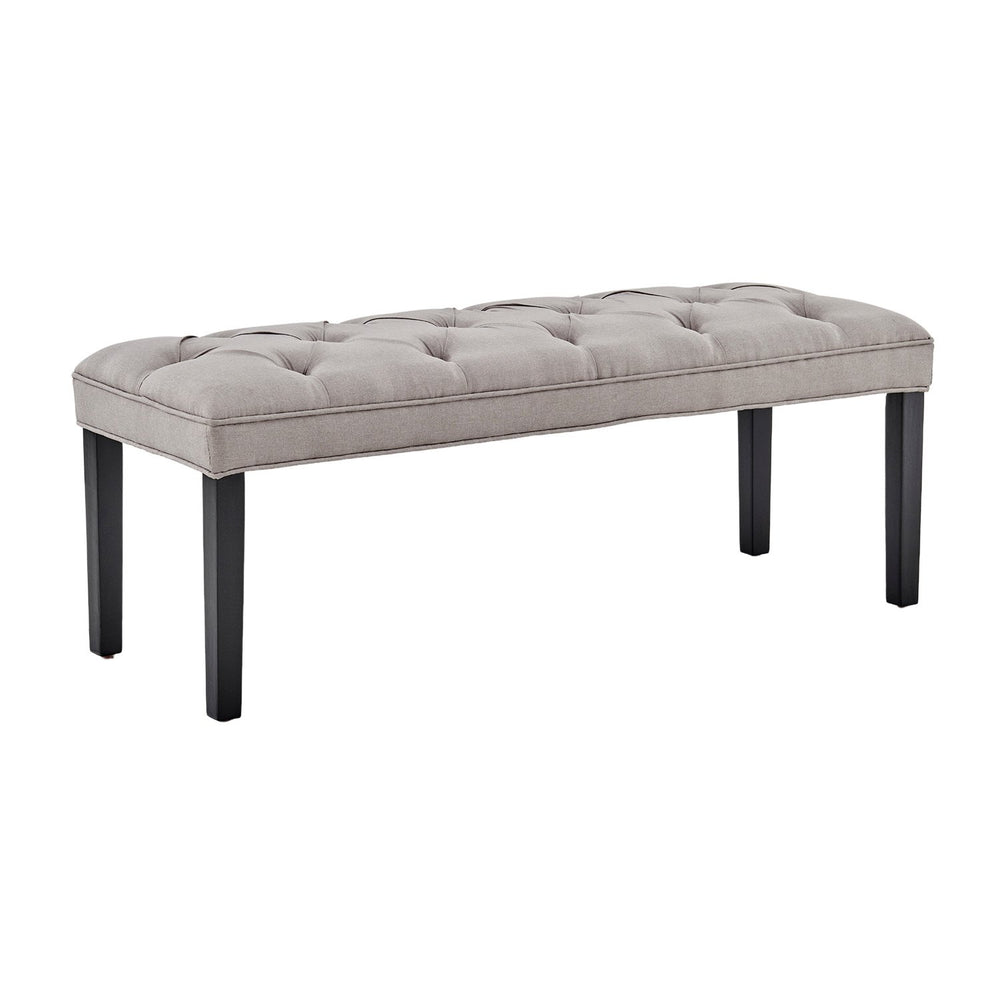 Sarantino Cate Button-Tufted Bench - Light Grey