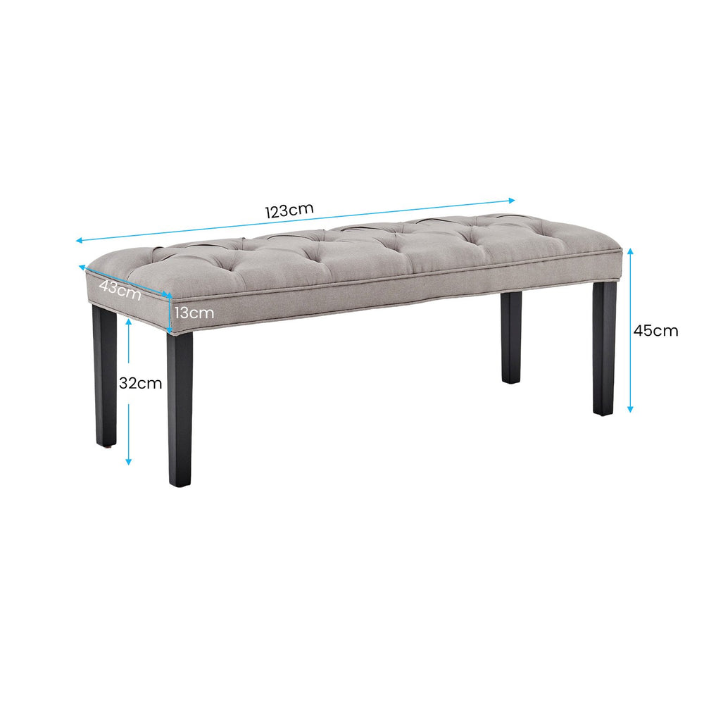 Sarantino Cate Button-Tufted Bench - Light Grey