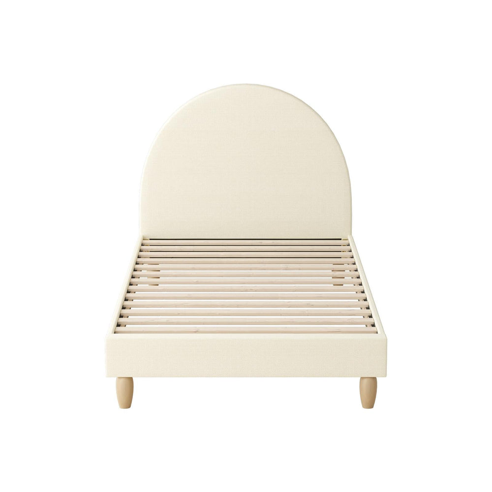 Oikiture Bed Frame Single Size Arched Beds Platform Beige Fabric