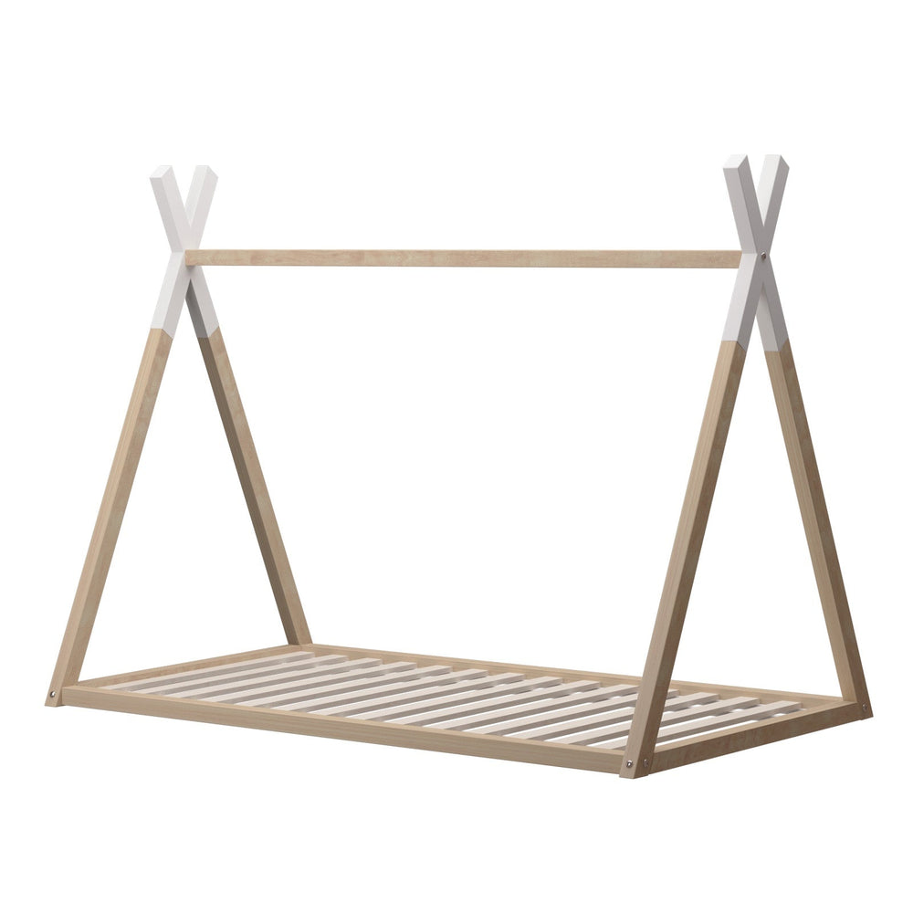 Oikiture Wooden Bed Frame Single Timber Teepee Bedframe Mattress Base Platform