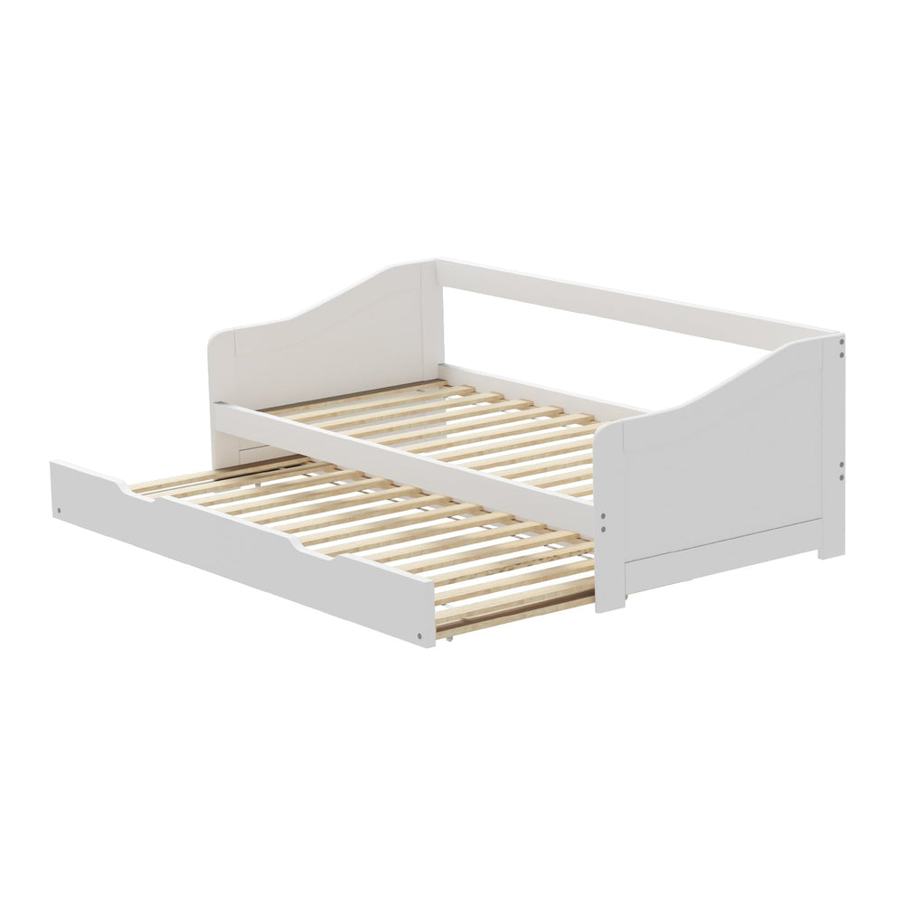 Oikiture Trundle Bed Frame Daybed Single Size Base Timber Wooden Kids Double Bed