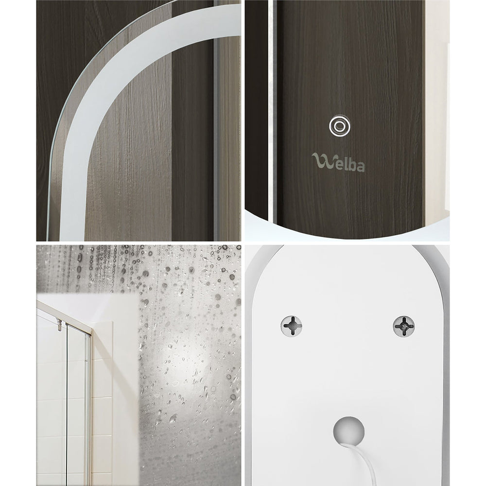 Welba LED Oval Bathroom Mirror Anti-fog Smart Makeup Wall Mirrors Vanity 75x50cm