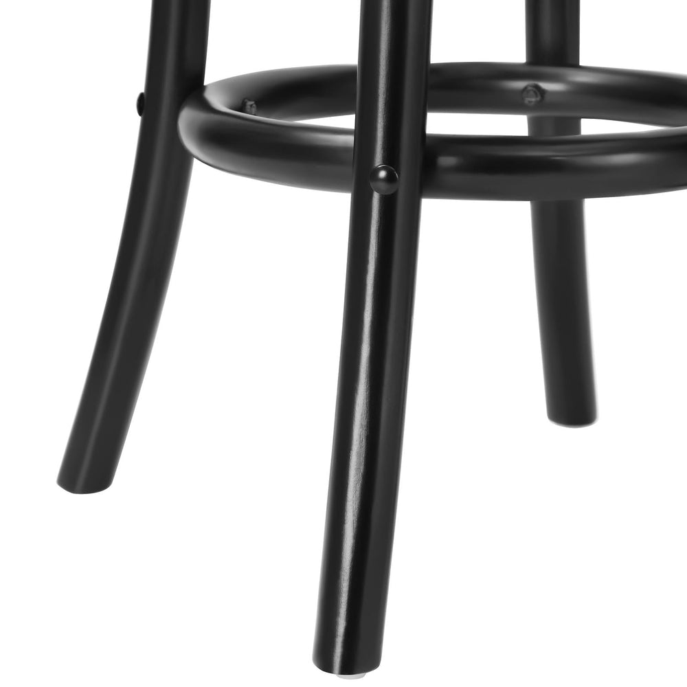 Oikiture 2x Bar Stools Kitchen Vintage Dining Chair Rattan Seat Black