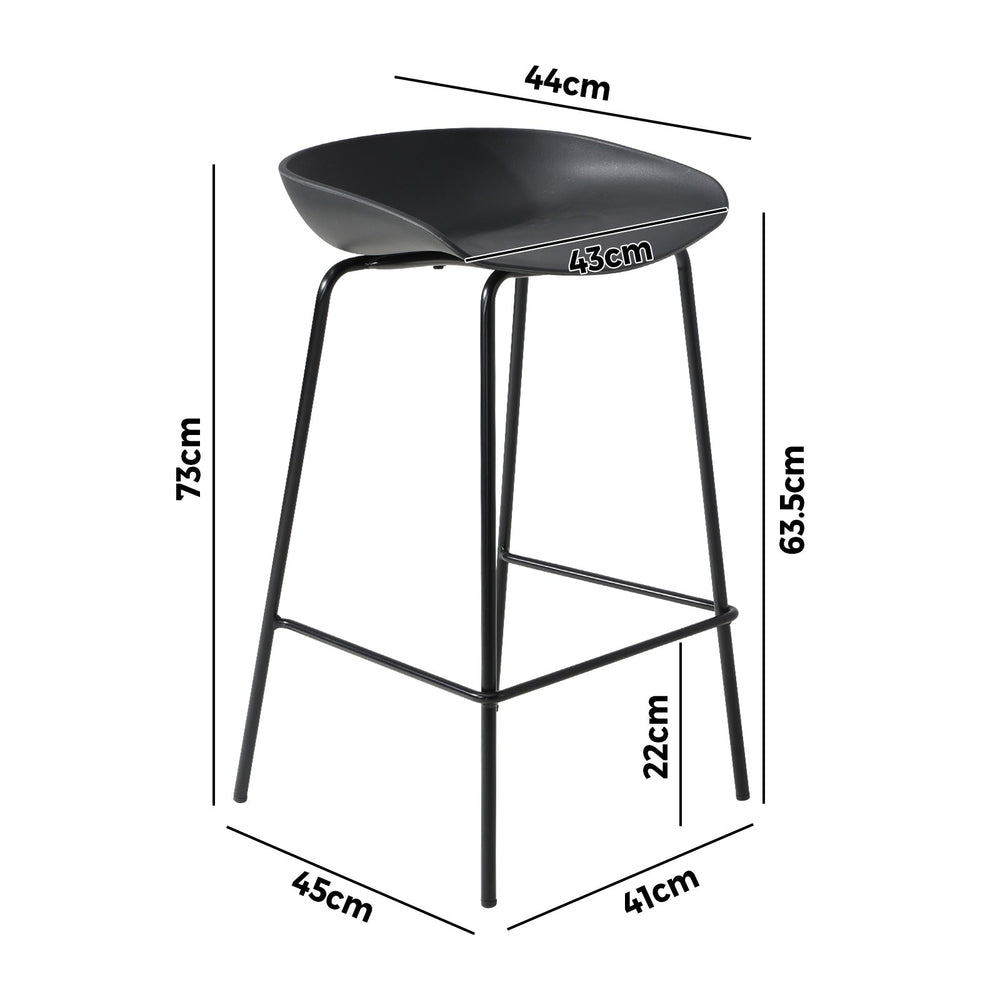 Oikiture Set of 4 Kitchen Bar Stools Stool Dinning Counter Chairs Metal Black