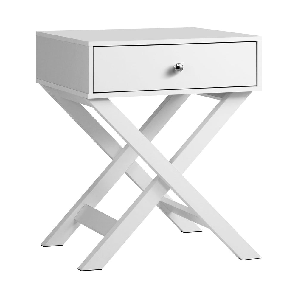 Oikiture 2PCS Bedside Table Drawer Side Table White Storage Cabinet