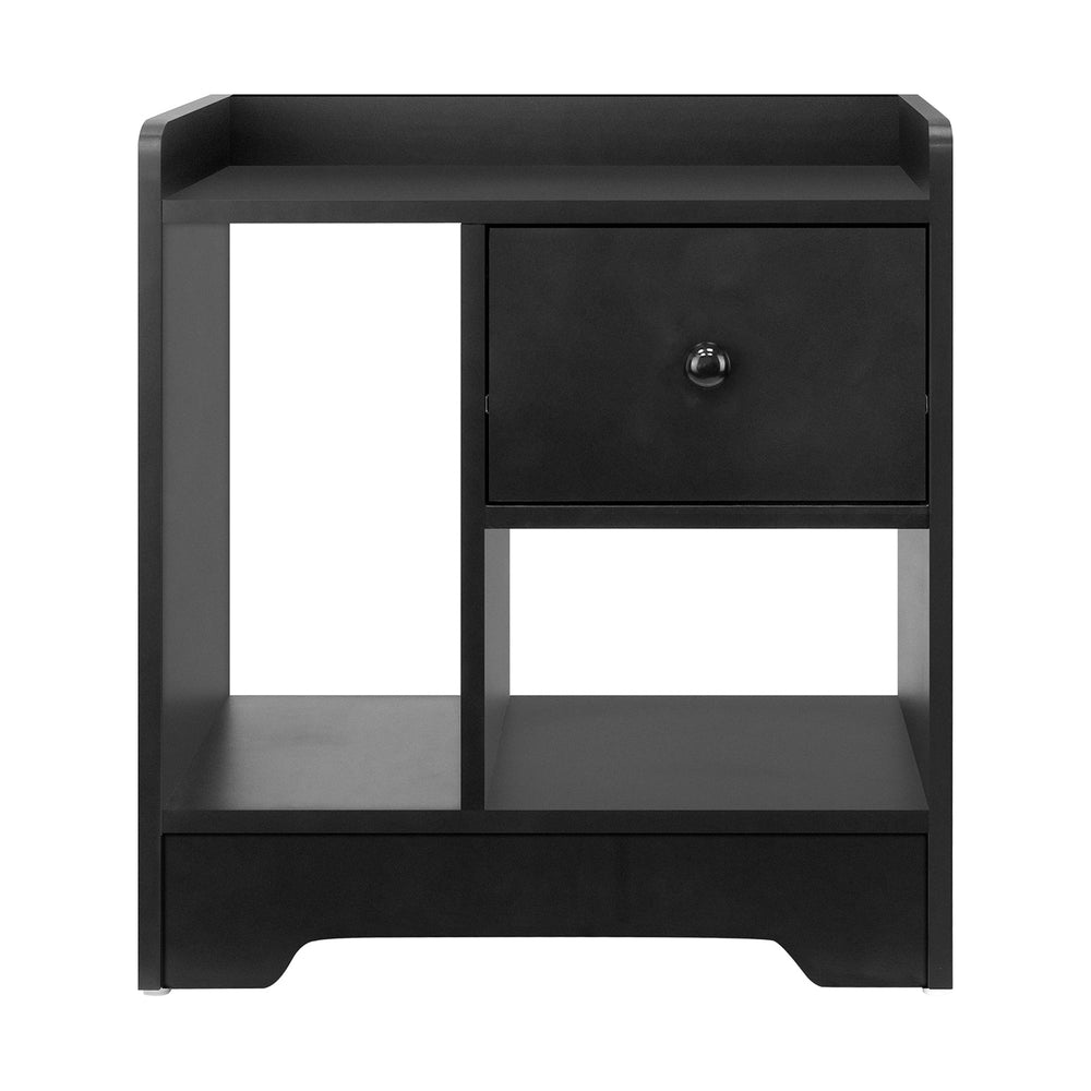 Oikiture Bedside Tables Side Table Nightstand Storage Drawer Shelf Bedroom Black