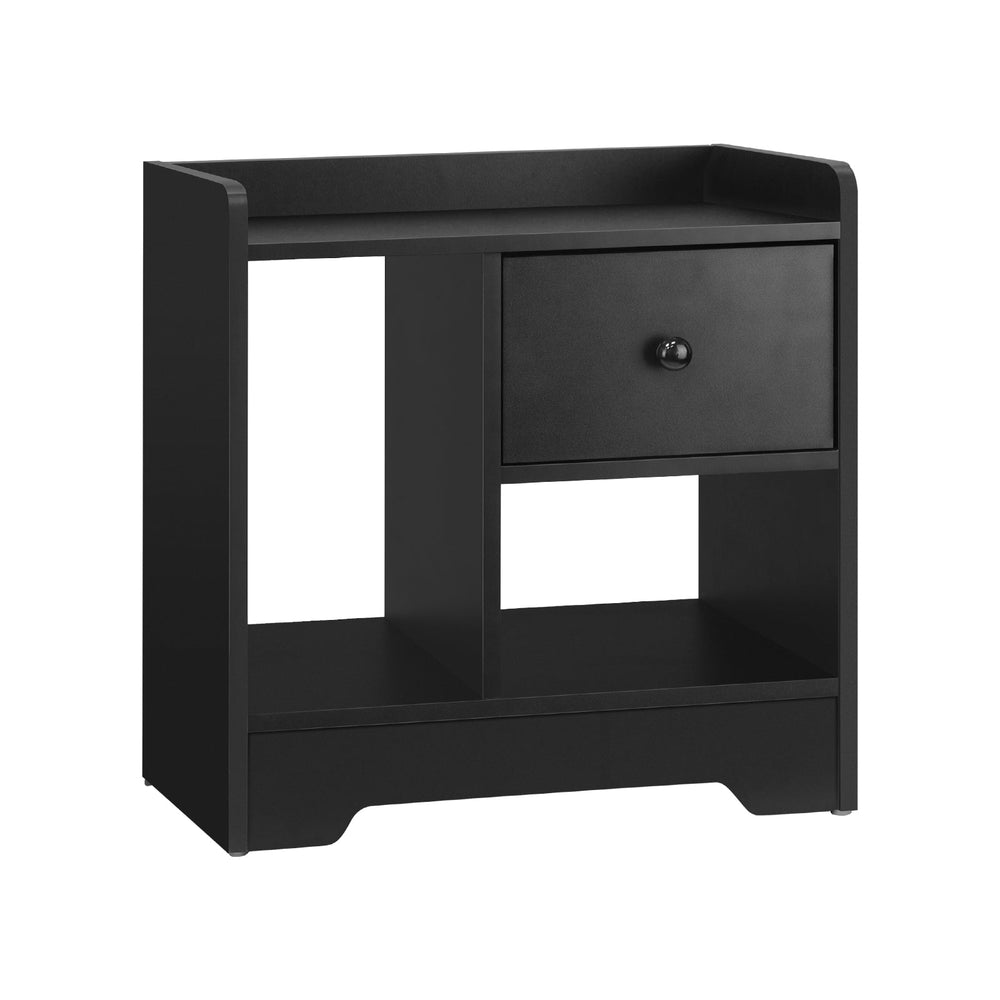 Oikiture Bedside Tables Side Table Nightstand Storage Drawer Shelf Bedroom Black