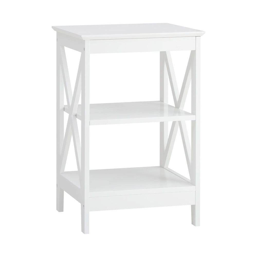 Oikiture Side Table Coffee Bedside Sofa End Tables 3-tier Shelf White