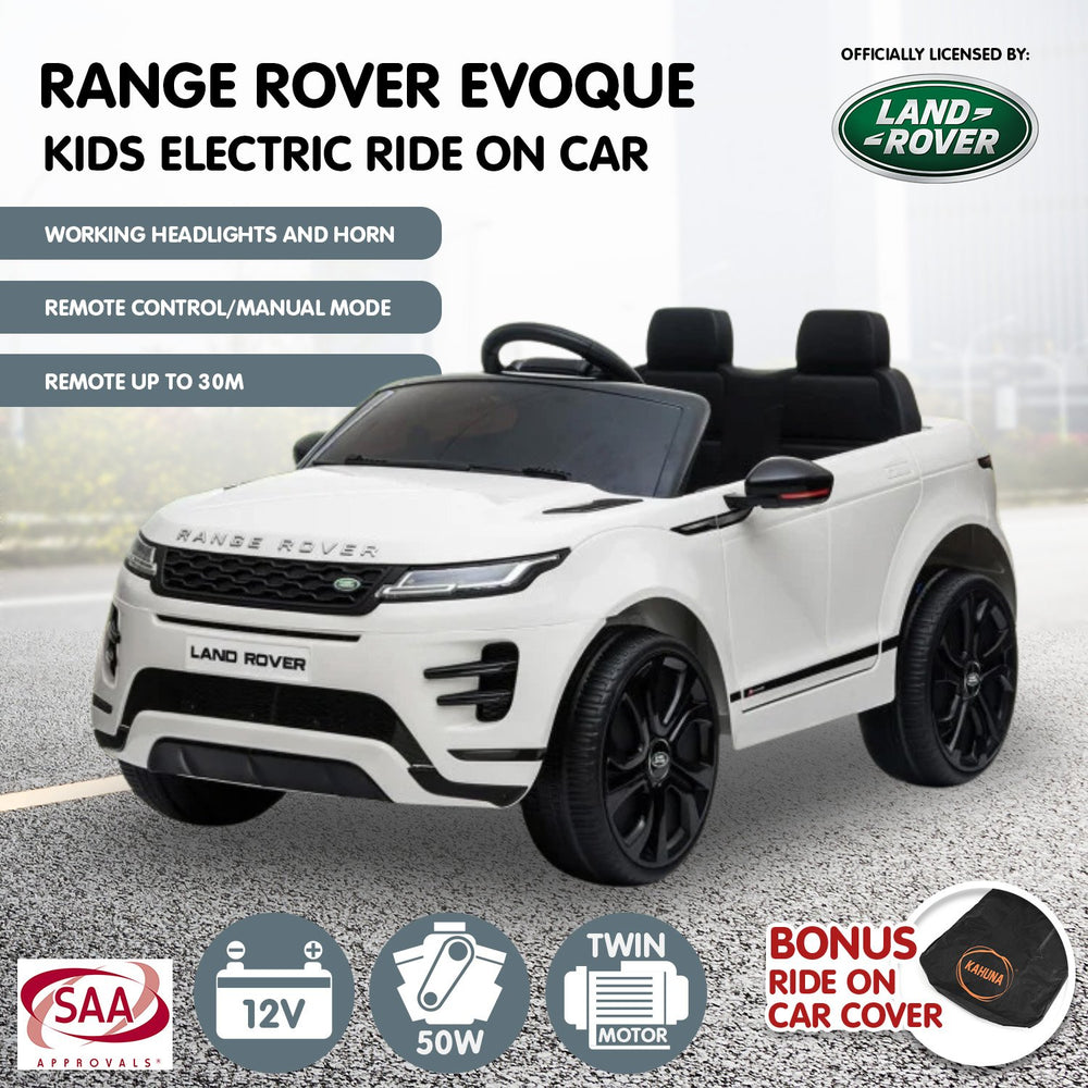 Land Rover Licensed Kids Electric Ride On Car Remote Control - White