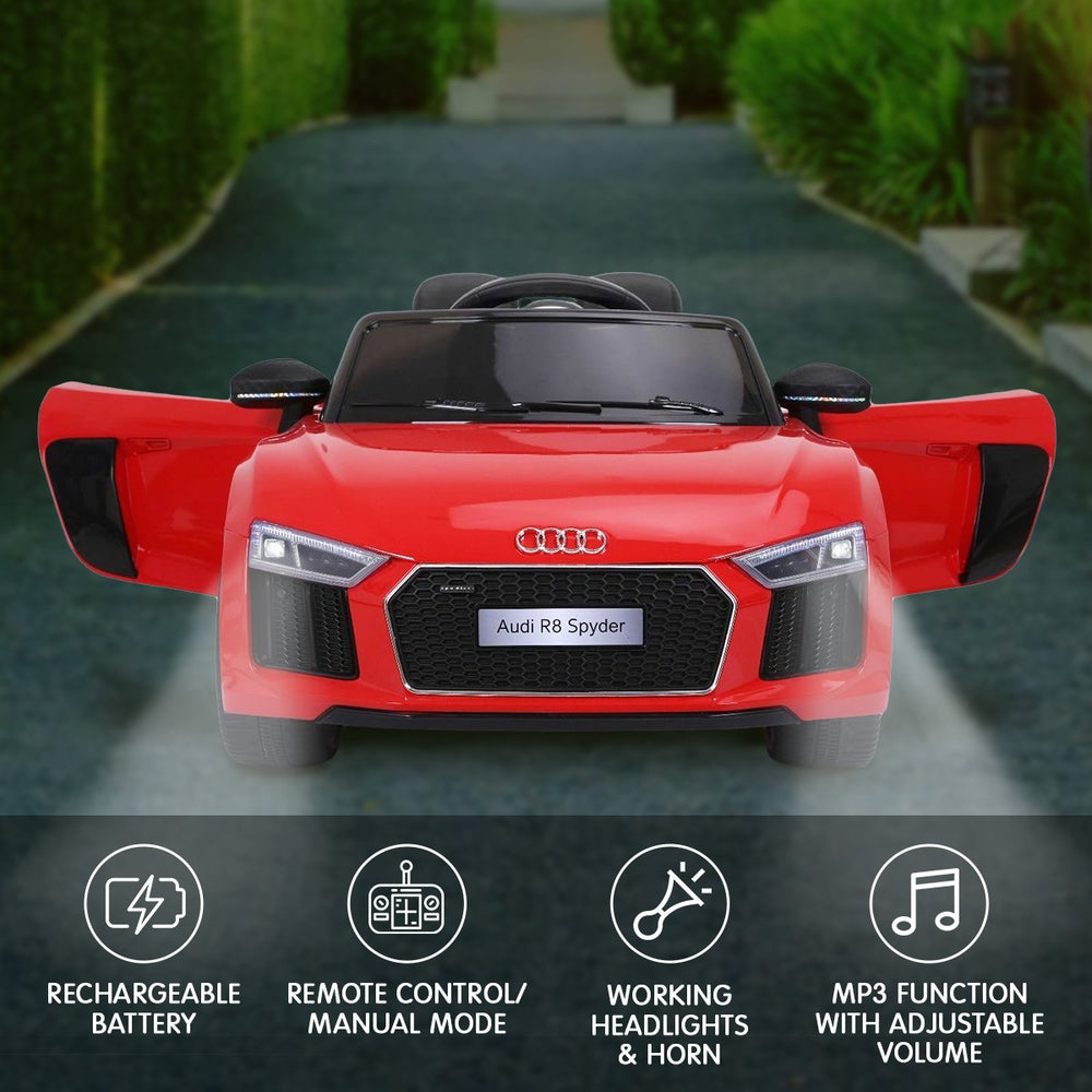 R8 Spyder Audi Licensed Kids Electric Ride On Car Remote Control Red