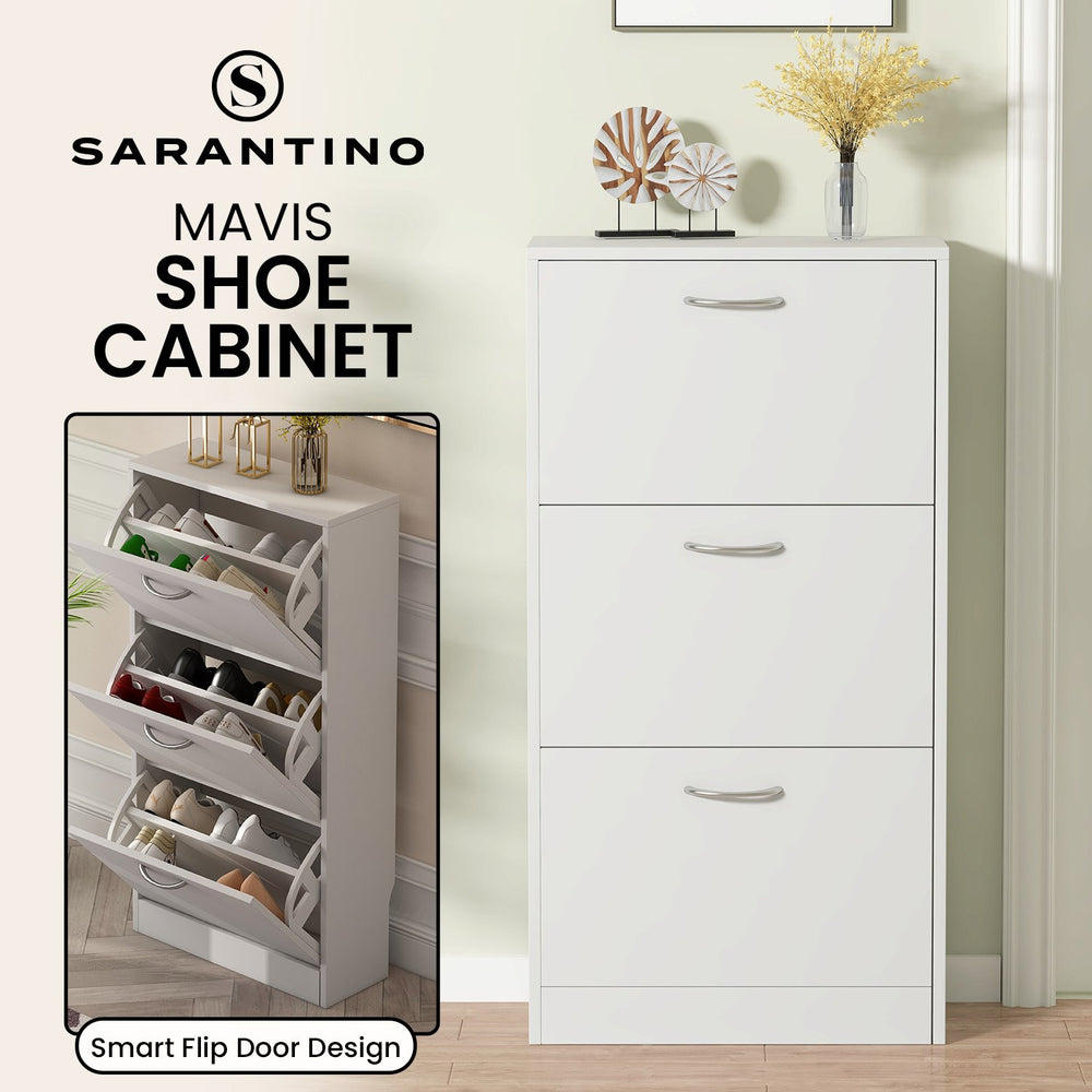 Sarantino Mavis Shoe Cabinet in White