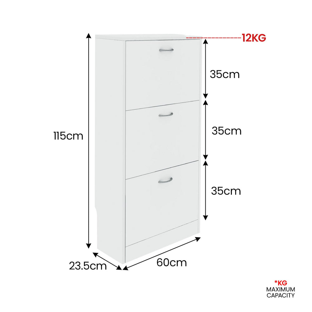 Sarantino Mavis Shoe Cabinet in White