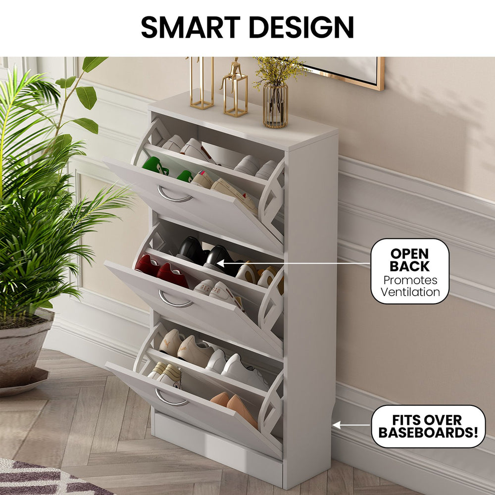 Sarantino Mavis Shoe Cabinet in White