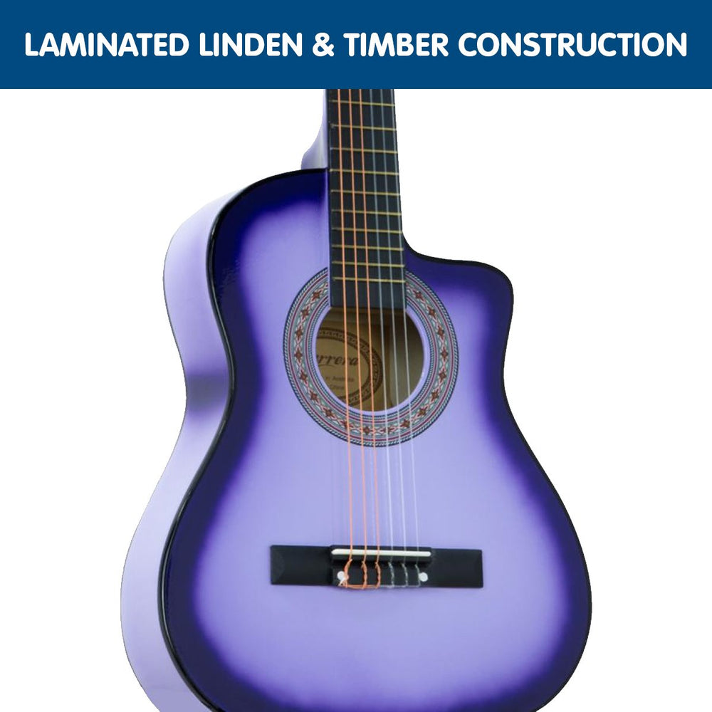 Karrera 38in Pro Cutaway Acoustic Guitar with guitar bag - Purple Burst