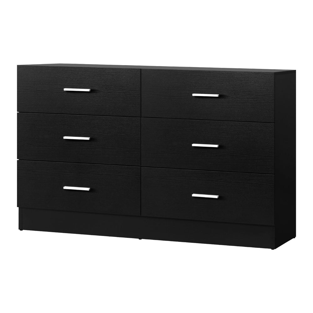 Oikiture 6 Chest of Drawers Tallboy Dresser Table Lowboy Storage Cabinet Black