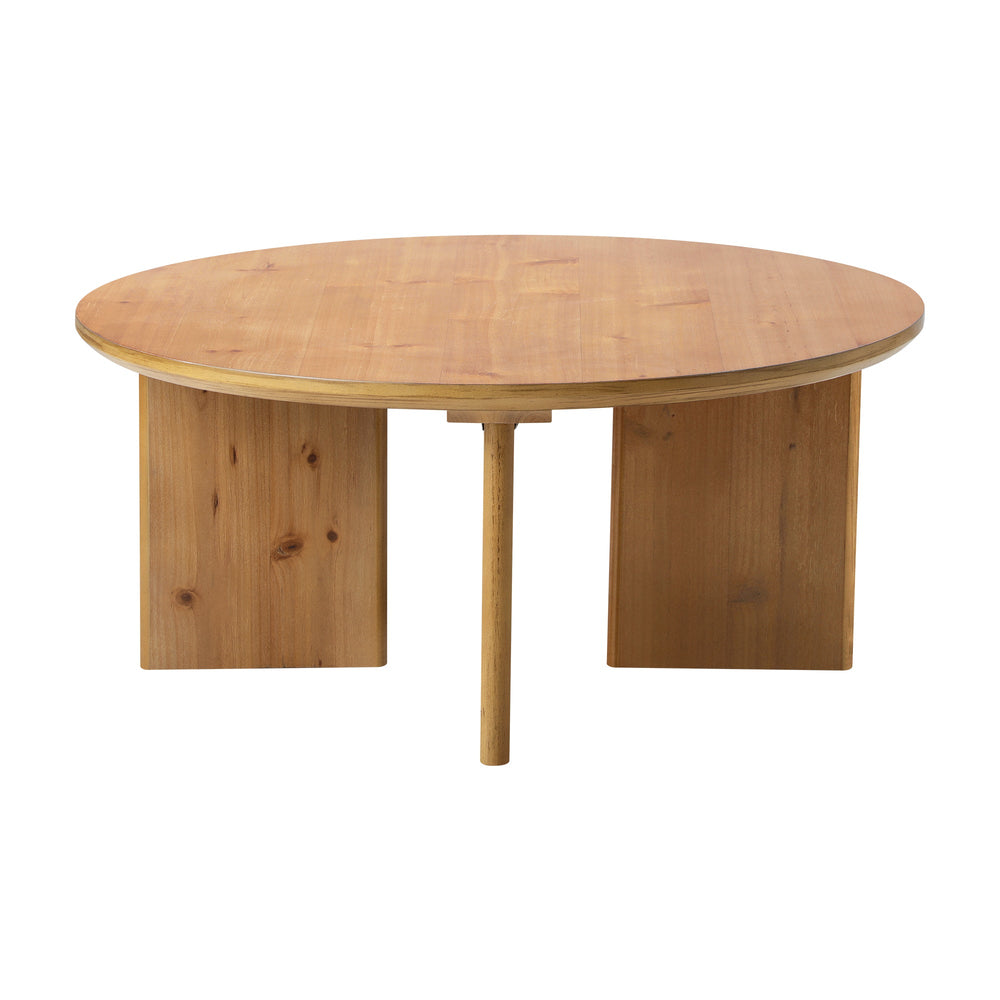 Oikiture Coffee Table Round Side End Tables Sofa Cafe Desk Wooden Natural