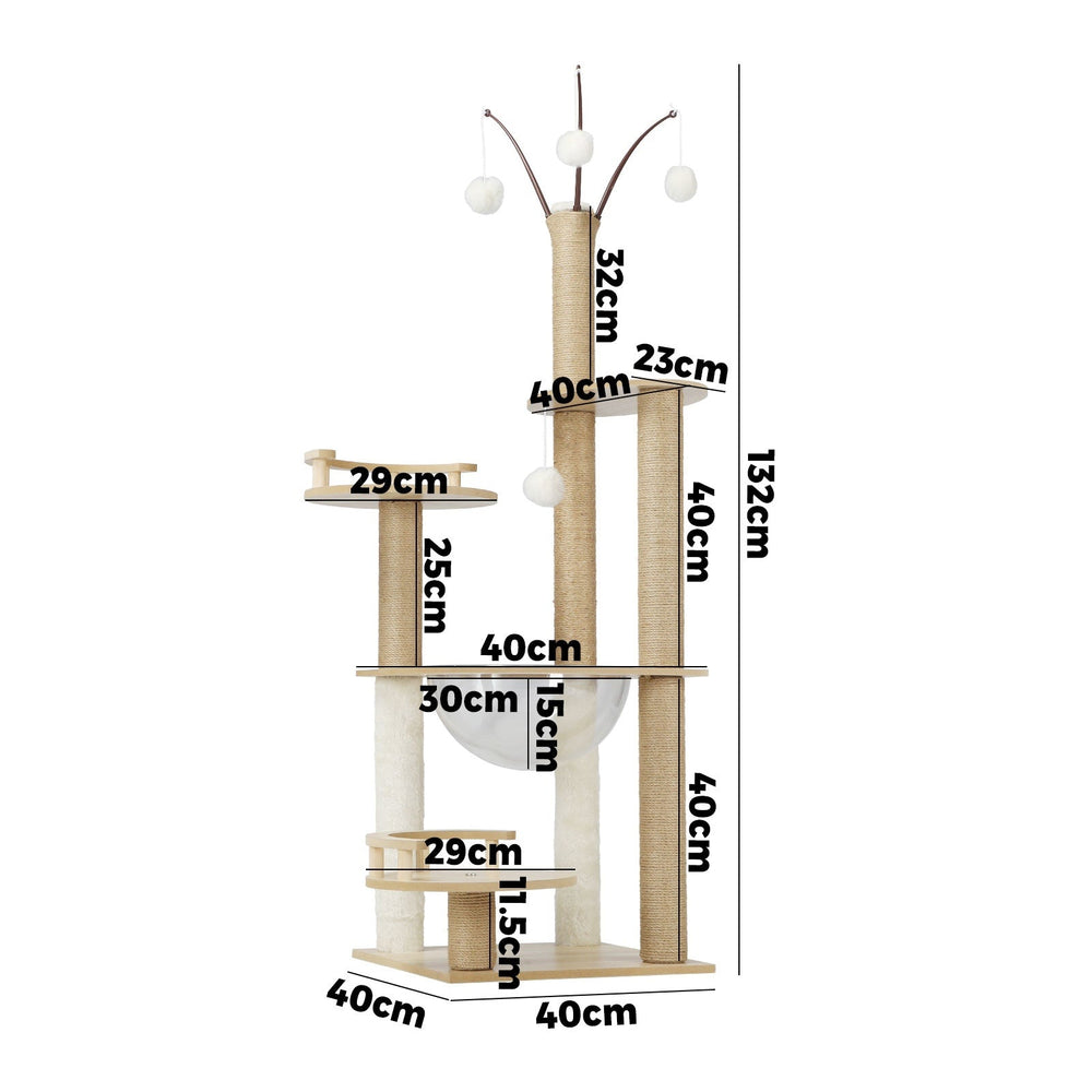 Alopet Cat Tree Tower Scratching Post Scratcher Cats Condo House Bed Wood 132cm