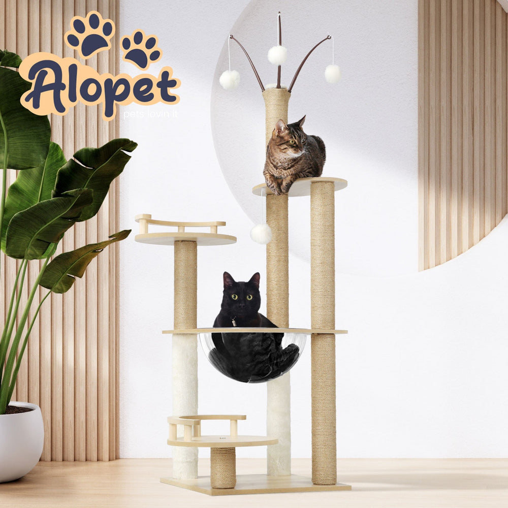 Alopet Cat Tree Tower Scratching Post Scratcher Cats Condo House Bed Wood 132cm