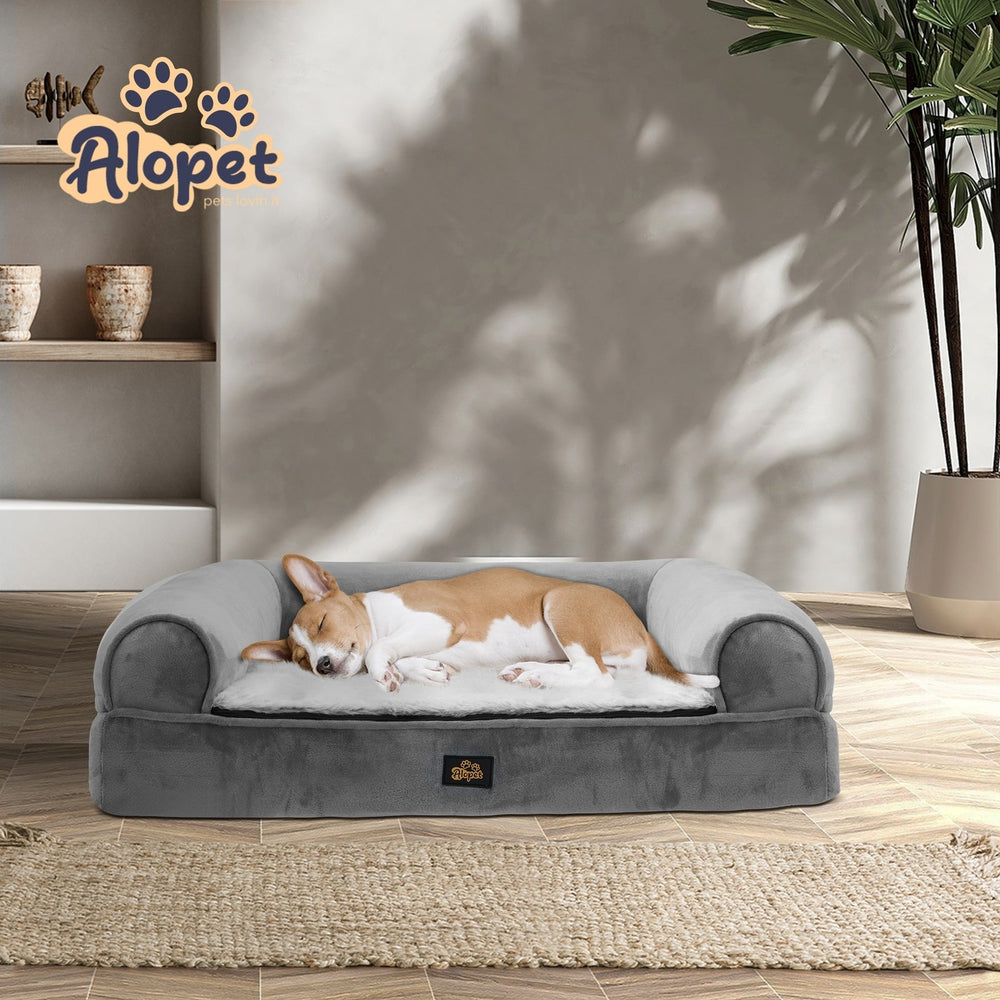 Alopet Orthopedic Dog Bed Memory Foam Pet Calming Sofa Removable Cover Large