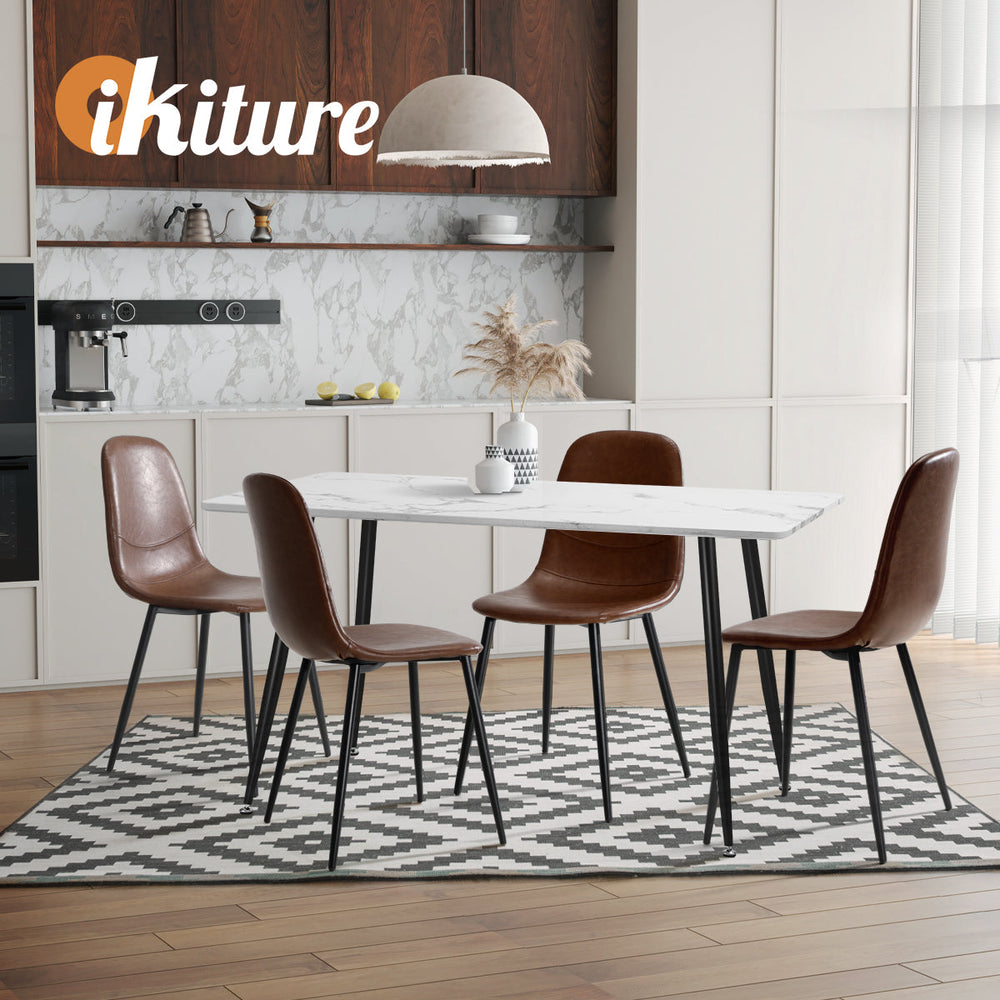 Oikiture 2x Dining Chairs Kitchen Accent Chair Lounge Room PU Leather Brown