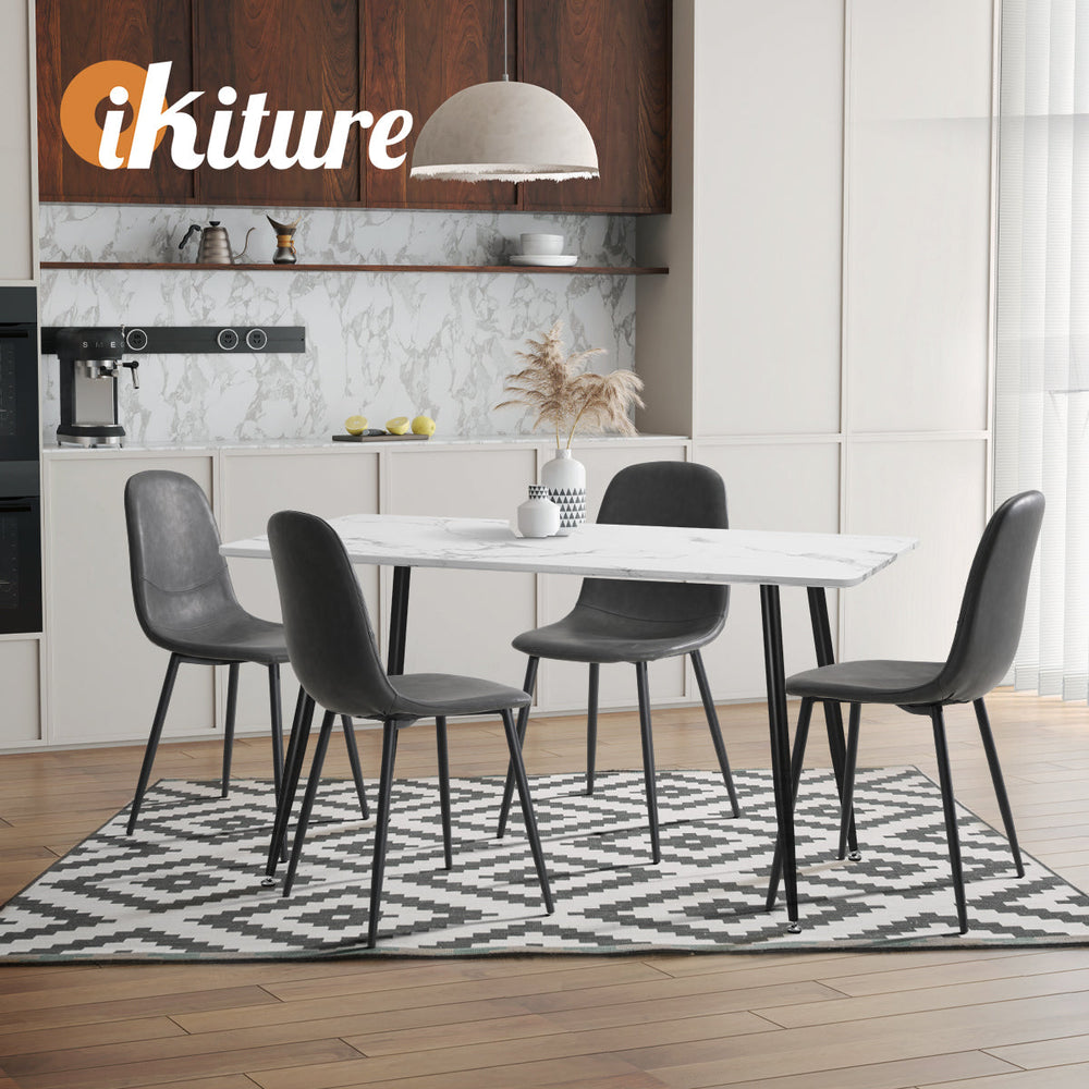 Oikiture 2x Dining Chairs Kitchen Accent Chair Lounge Room PU Leather Grey
