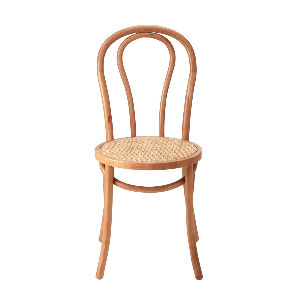 Oikiture 2PCS Dining Chair Solid Wooden Chairs Ratan Seat Beige