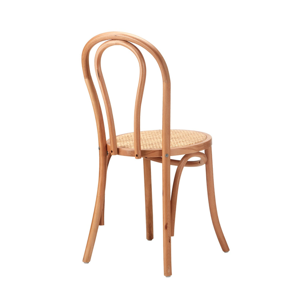 Oikiture Dining Chair Solid Wooden Chairs Ratan Seat Beige