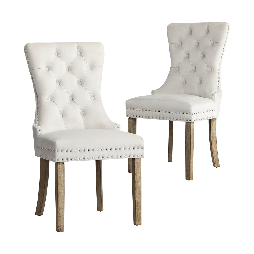Oikiture 2x Velvet Dining Chairs Upholstered French Provincial Tufted Kitchen