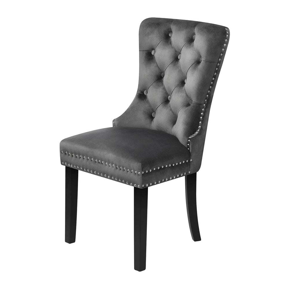 Oikiture 2x Velvet Dining Chairs Upholstered French Provincial Tufted Grey
