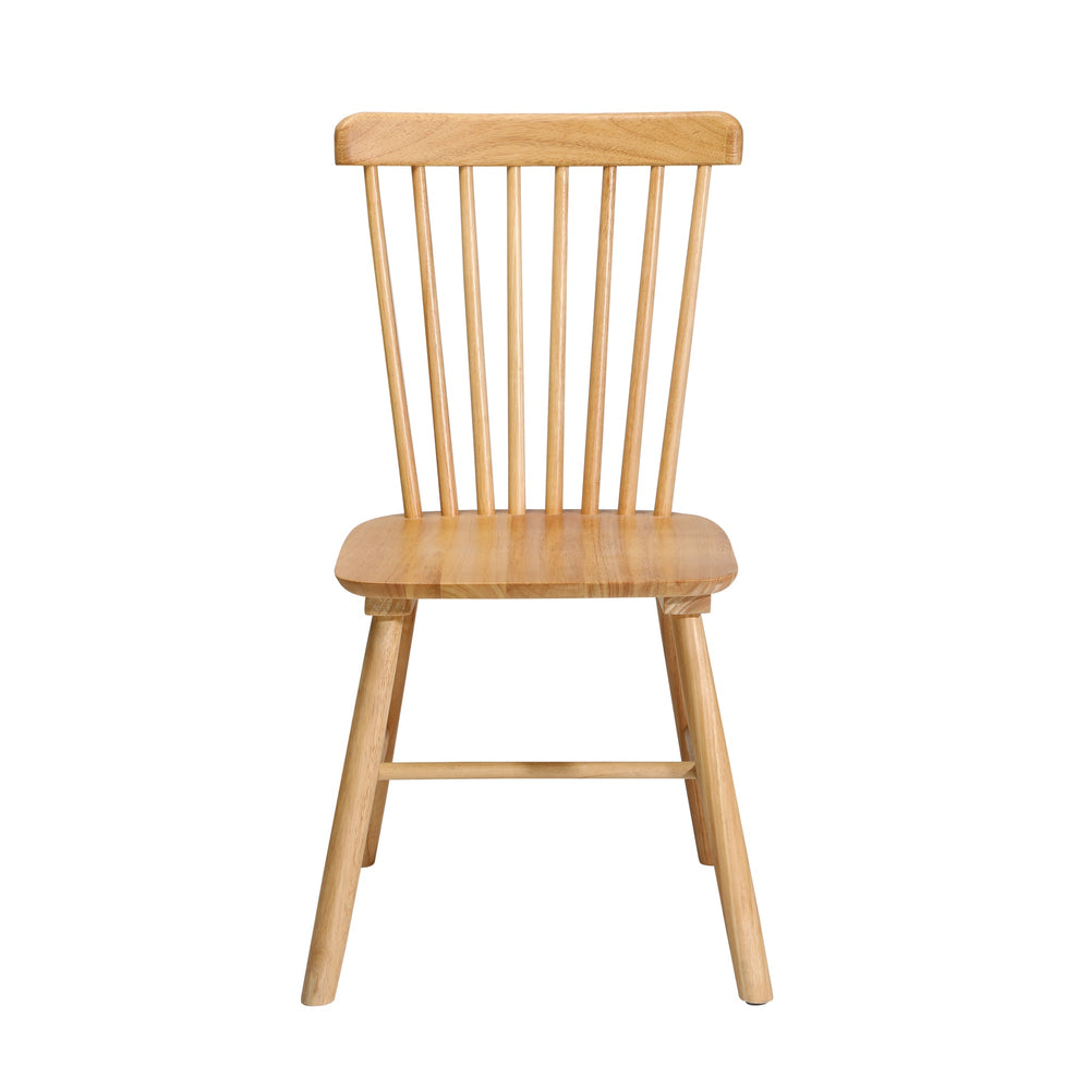 Oikiture 2x Dining Chairs Minimalist Vertical Back Chair Wooden Home Rubber Wood